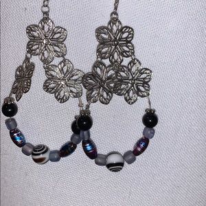 Unique beaded flower earrings